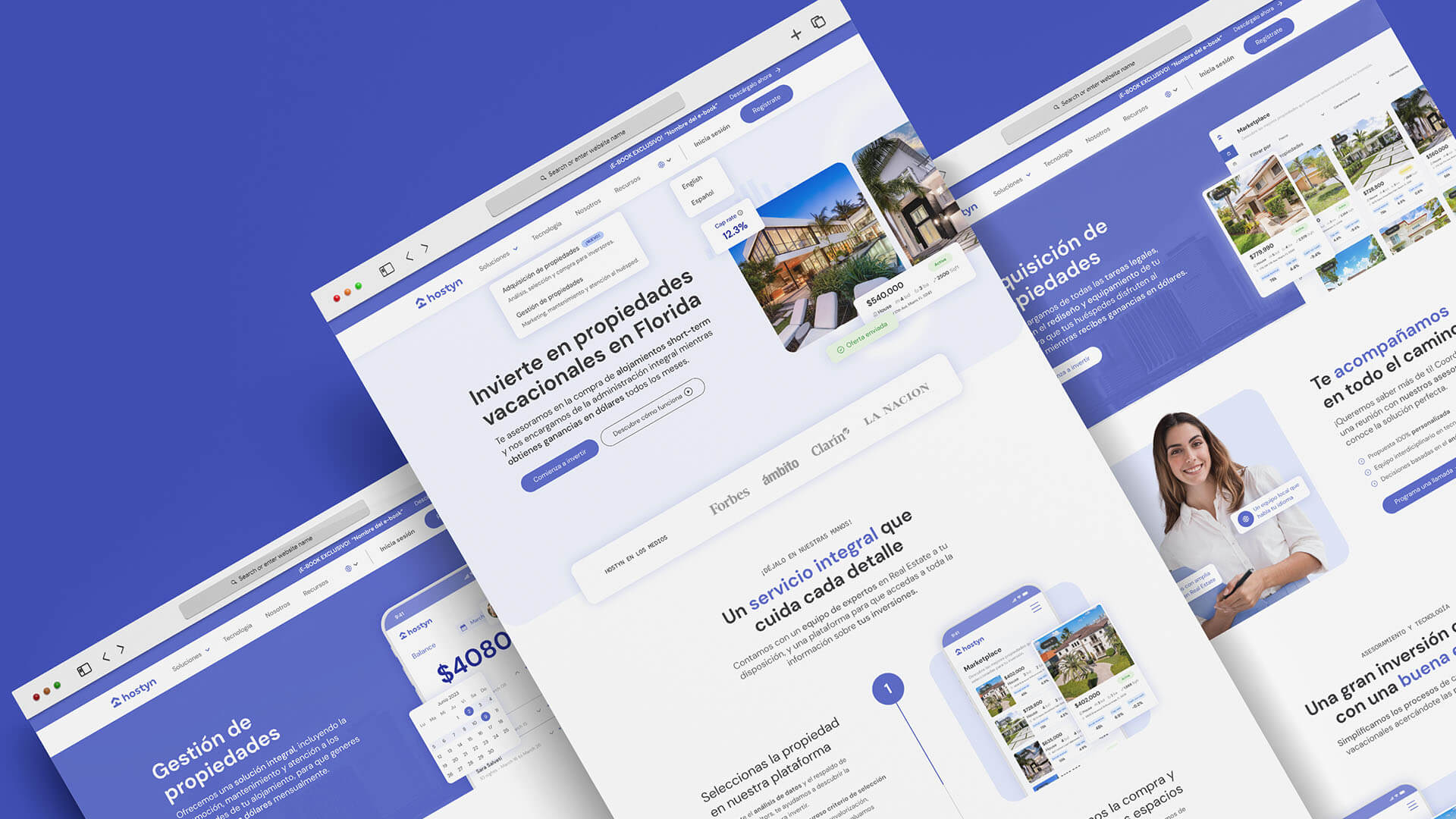 Desarrollo web de Hostyn, startup especializada en Real Estate con base en Estados Unido enfocada a toda LATAM