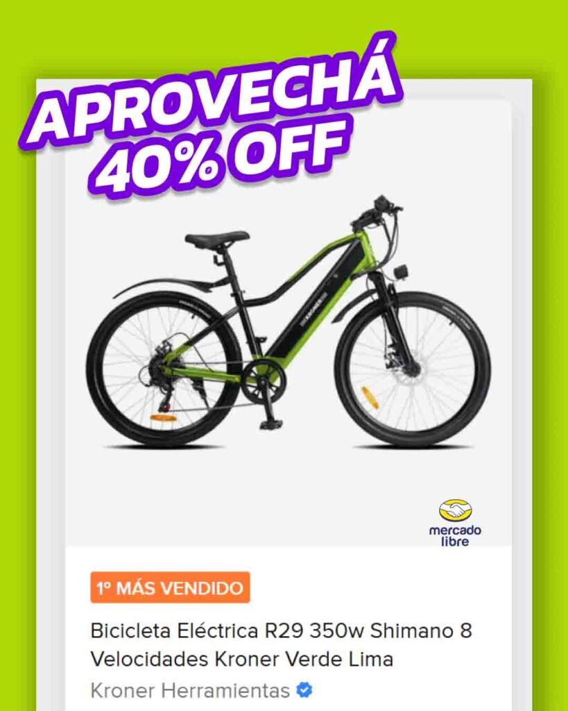 Bici02 Placa promocional de Kroner con 40% de descuento en bicicleta eléctrica